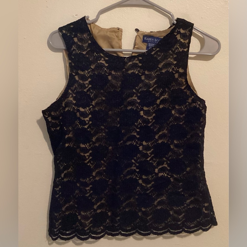 Karen Scott black lace sleeveless top